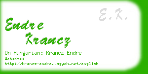 endre krancz business card